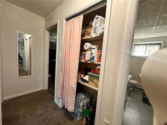 pantry featuring a baseboard radiator