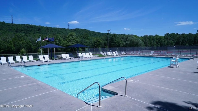 view of pool featuring a patio