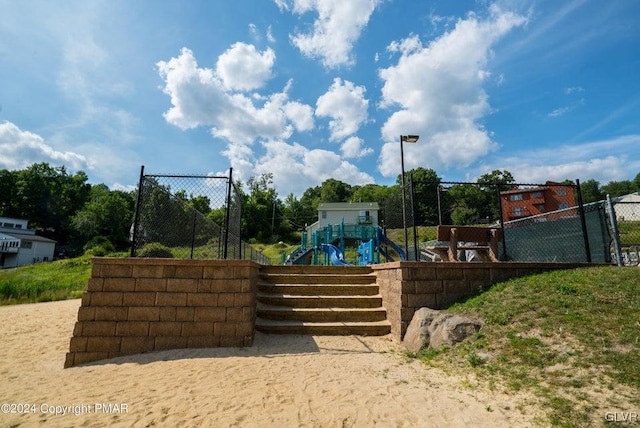 view of community with a playground