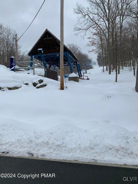 view of yard layered in snow