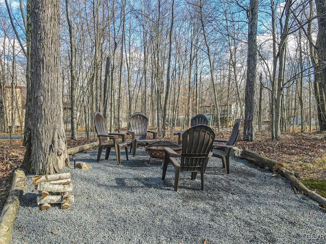 view of patio featuring a fire pit