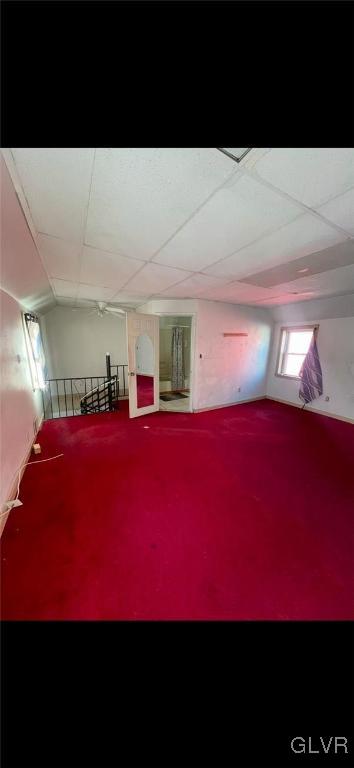 basement featuring carpet flooring