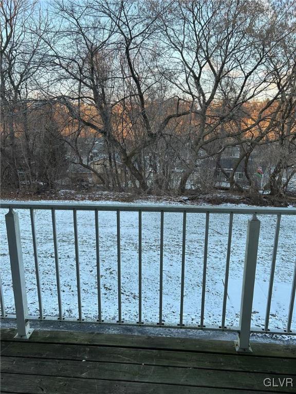 view of yard layered in snow