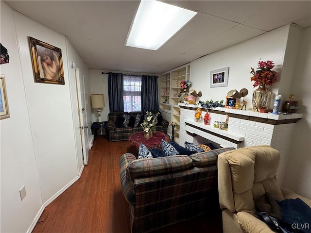 living room featuring dark hardwood / wood-style floors