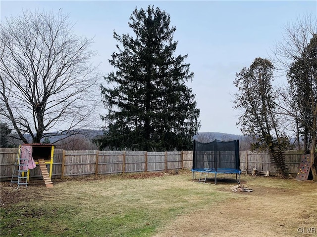 view of yard featuring a trampoline