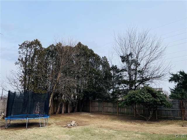 view of yard featuring a trampoline