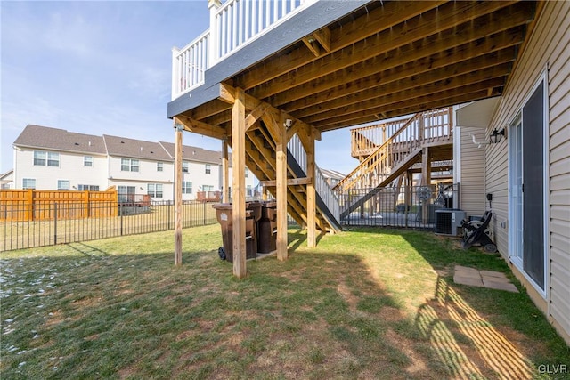 view of yard with a wooden deck