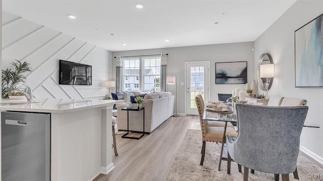 dining room featuring light hardwood / wood-style flooring