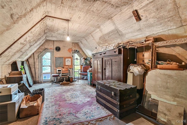 interior space featuring vaulted ceiling