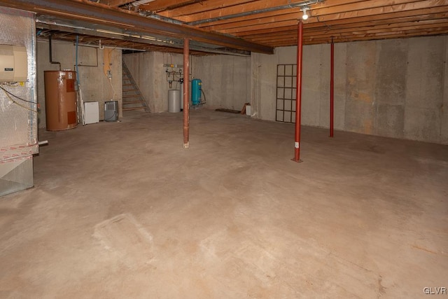 basement with gas water heater