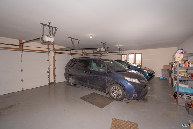 garage with a garage door opener