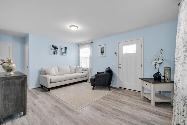 living room featuring light wood-type flooring