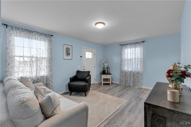 living room featuring light hardwood / wood-style flooring