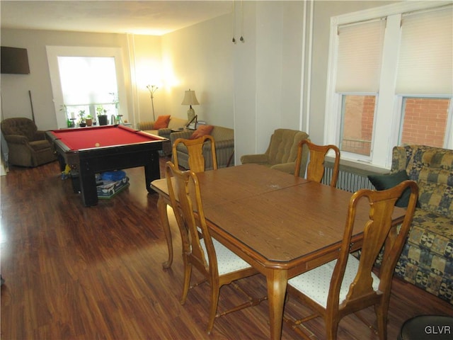 game room featuring hardwood / wood-style floors and pool table