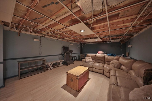 cinema room featuring hardwood / wood-style floors