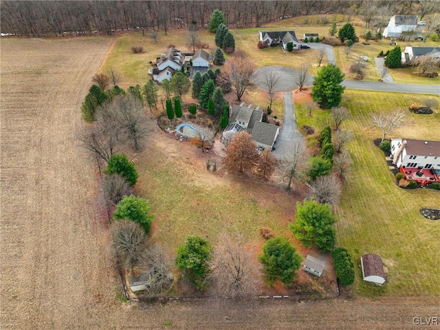 drone / aerial view with a rural view