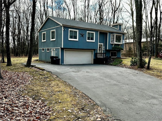 raised ranch with a garage