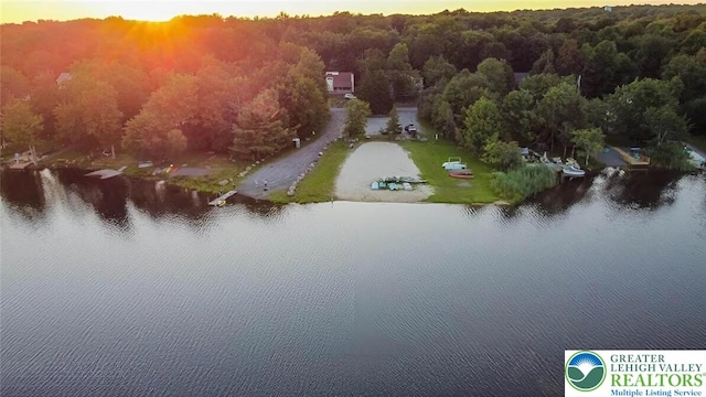 9860 Deerwood Dr, Coolbaugh Twp, PA 18466 - aerial view at dusk of a water view and a wooded view
