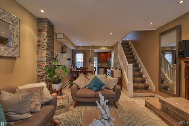 view of tiled living room