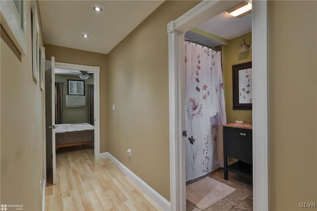 hall featuring light hardwood / wood-style flooring