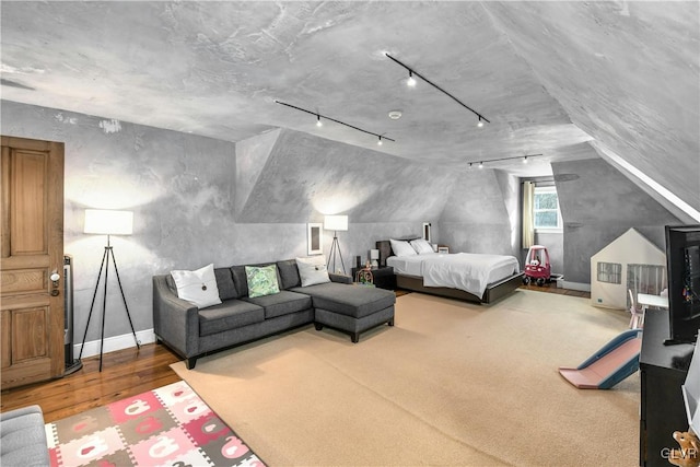 bedroom with wood-type flooring