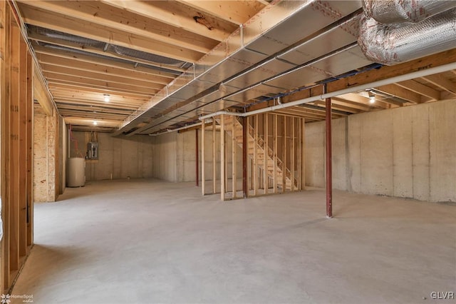 basement with electric panel