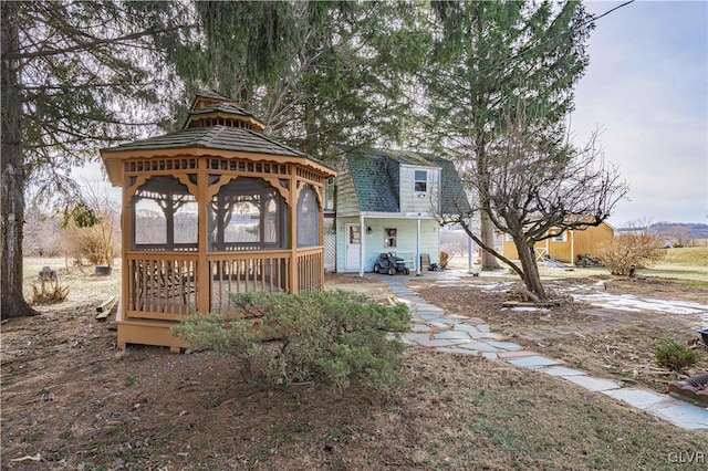 view of front of home with a gazebo