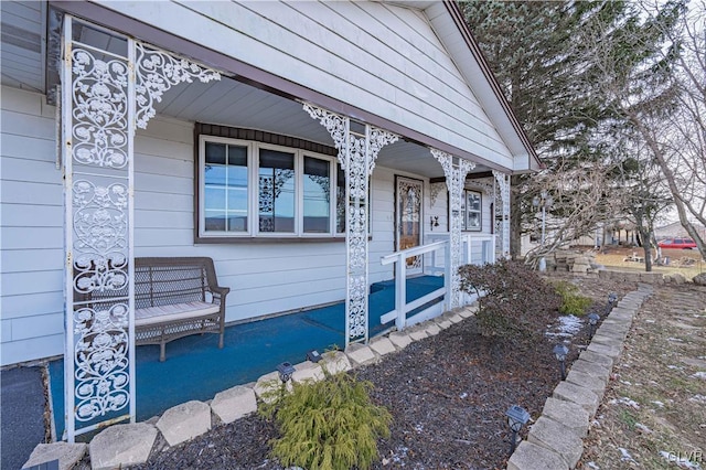 exterior space featuring covered porch