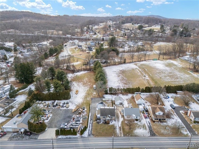 drone / aerial view with a mountain view