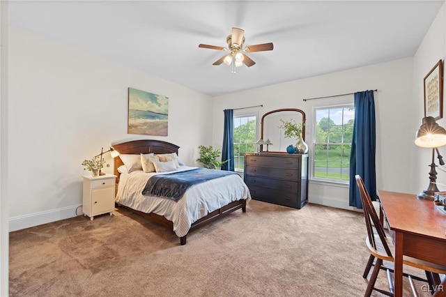 bedroom with carpet flooring and ceiling fan