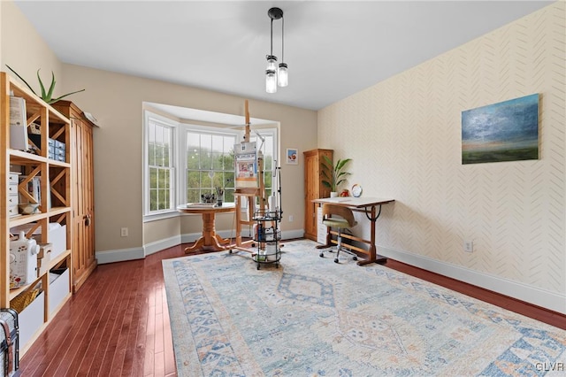 living area featuring dark hardwood / wood-style flooring