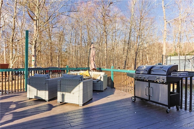 deck featuring an outdoor living space