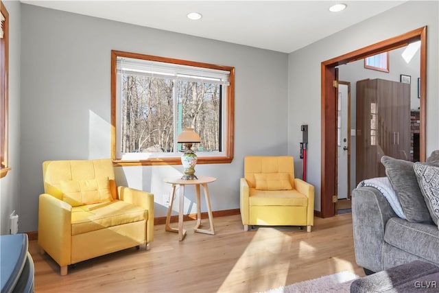 sitting room with light wood-type flooring