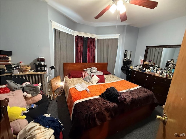 bedroom with carpet flooring and ceiling fan