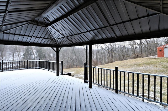 wooden terrace with a gazebo