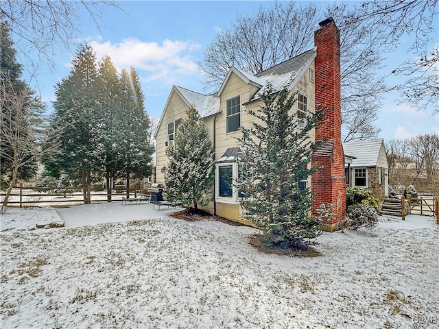 view of snow covered exterior