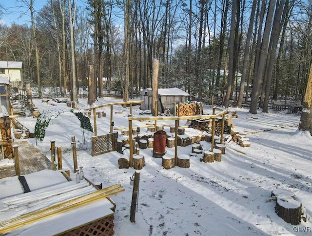 view of snowy yard