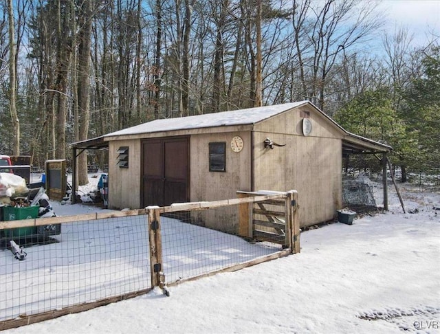 view of snow covered structure