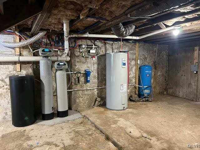 utility room featuring water heater