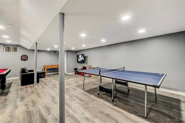 playroom featuring hardwood / wood-style floors