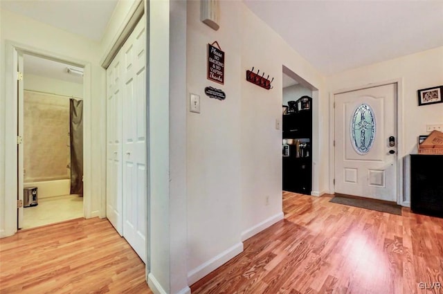 entryway with light wood-type flooring