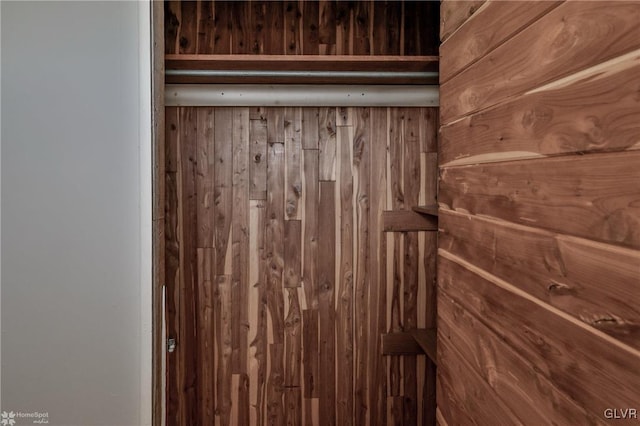 interior space with wood walls