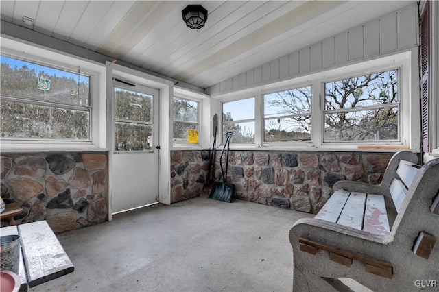 sunroom / solarium featuring wooden ceiling