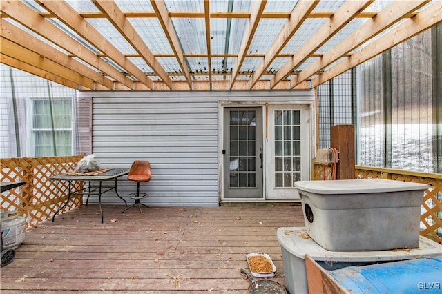 wooden deck with a pergola