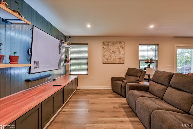 living room with light wood-type flooring