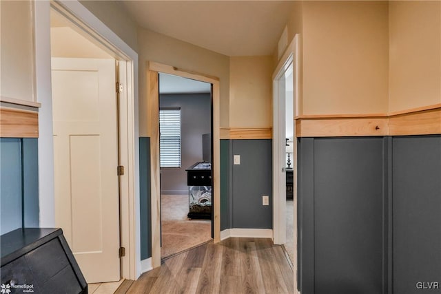 hall featuring light wood-type flooring