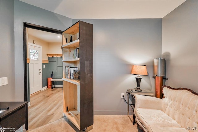 office area featuring light hardwood / wood-style flooring