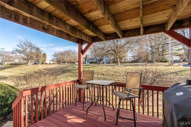 wooden deck featuring grilling area