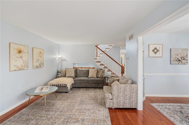 living room featuring hardwood / wood-style floors