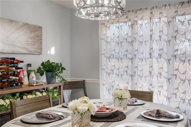 dining area with a chandelier